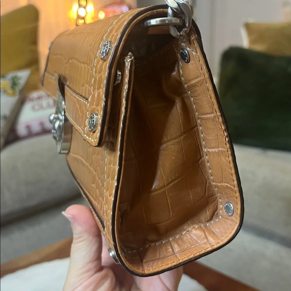 Michael Kors Tan Crocodile-Embossed Clutch‎